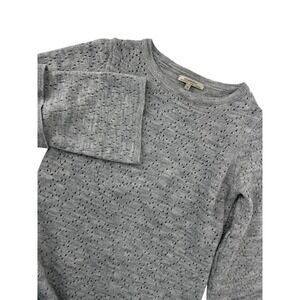 Elisabetta Grey Pointelle Wool Alpaca Blend Tiered Bell Sleeve Sweater S